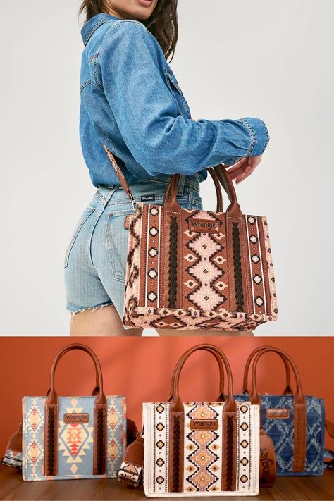 Upgrade your accessory game with the Wrangler Aztec Tote Bag. Made with high-quality materials, this bag offers ample storage space and comes in various attractive colors. Perfect for adding a boho touch to your outfit. Shop now! Shoulder Purses, Attractive Colors, Outfit Shop, Purse For Women, Popular Bags, Top Handle Handbags, Trends 2024, Bag Trends, Fall Collection