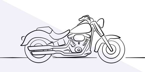 Harley Davidson Drawing Easy, Simple Easy Drawings, Cartoon Motorcycle, Moto Tattoo, Harley Tattoos, Lines Tattoo, Motorcycle Cruiser, Moto Harley Davidson, Harley Davidson Tattoos