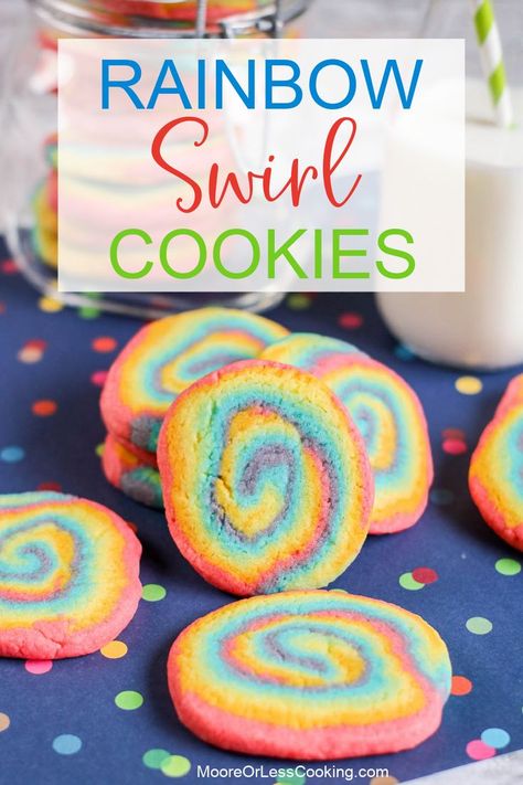 Fun, bright swirls of color make these easy rainbow cookies immediately irresistible! Cookie dough is quickly turned into a pinwheel of color with this fun sugar cookie recipe that’s a simple slice and bake effort that’s always a hit. Swirl Sugar Cookies, Easy Unicorn Cake, Rainbow Sugar Cookies, Lemon Cookies Easy, Swirl Cookies, Easy Royal Icing Recipe, Pride Party, Mothers Day Cupcakes, Sugar Cookie Recipe Easy