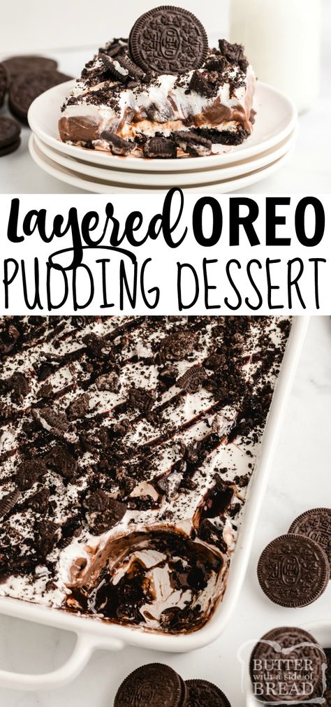 Oreo Pudding Dessert, Pudding Desserts Layered, Oreo Cookie Dessert, Cookies Cream Cheese, Oreo Delight, Chocolate Pudding Desserts, Cheese And Chocolate, Recipe Cheesecake, Oreo Dessert Recipes