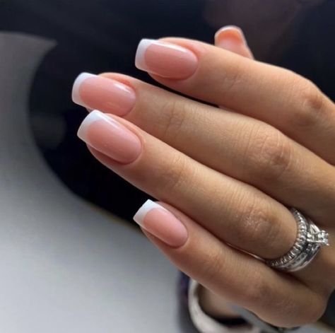 French Nails Squoval, French Tip Nails Squoval, Different French Tip Nails, Squoval French Tip Nails, Acrylic French Tip Nails, Nails For Work, Italy Nails, French Manicure Nails, Subtle Nails