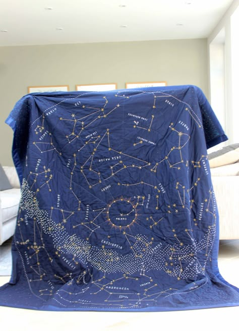 Haptic Lab Constellation Quilt, Baby Blanket Quilt Pattern, Celestial Quilt, Dark Quilt, Constellation Quilt, Dark Embroidery, Nature Quilt, Space Quilt, Map Template