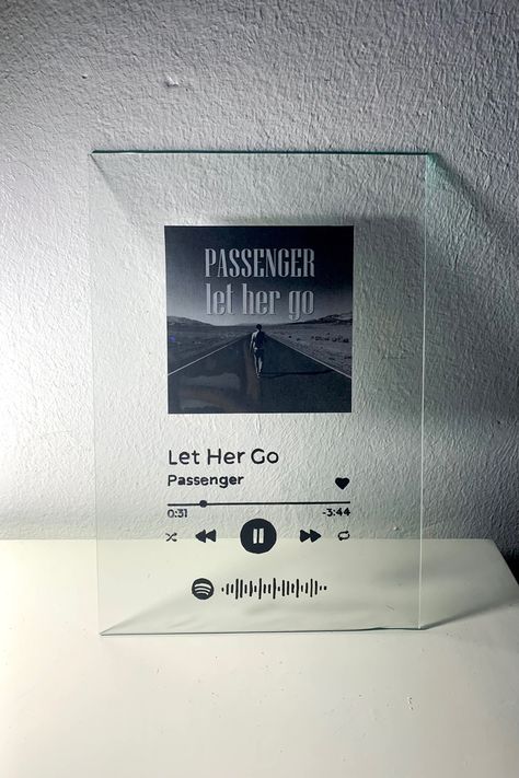 I decided to paint my own spotify song glass! This is definitely my new favourite decor piece :) Spotify Glass Painting, Spotify Song Painting, Spotify Painting, Passenger Let Her Go, Song Play, Let Her Go, Glass Frames, Pretty Lyrics, Spotify Song