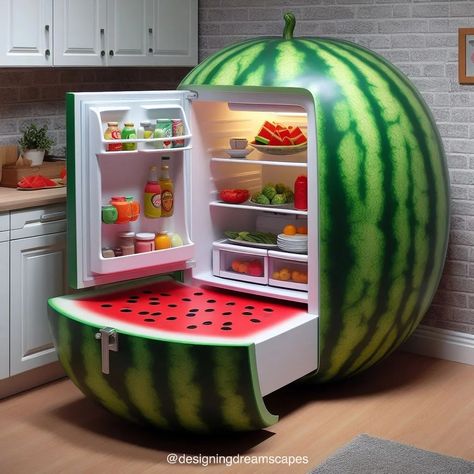 Add a Splash of Color to Your Kitchen: Fruit-Shaped Fridge for Vibrant Storage Cool Ideas For The Home, Fruit House Decor, Fruit House, Compact Kitchen Design, Glam House, Weird Furniture, Crazy Houses, Childrens Bathroom, Fantasy Furniture