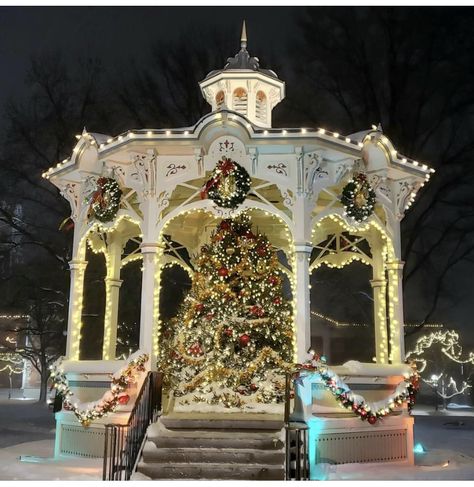 Chateau Christmas, Christmas Gazebo, Winter Gazebo, Beautiful Gazebo, Garden Gazebos, Gingerbread Contest, Backyard Hosting, Enclosed Gazebo, Gazebo Decorations