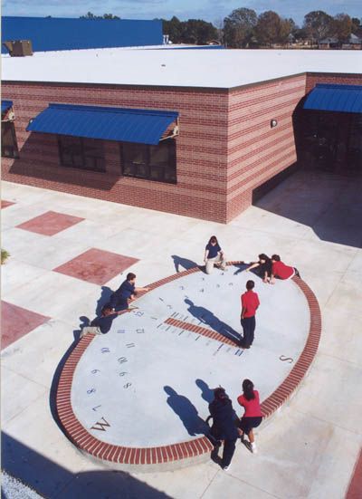 Creating an intimate and educational courtyard - Human sundial Sundials In Gardens, Sundial Illustration, Garden Sundial, Human Sundial, Magic Land, Sundials, School Playground, Earth And Space Science, Playground Design