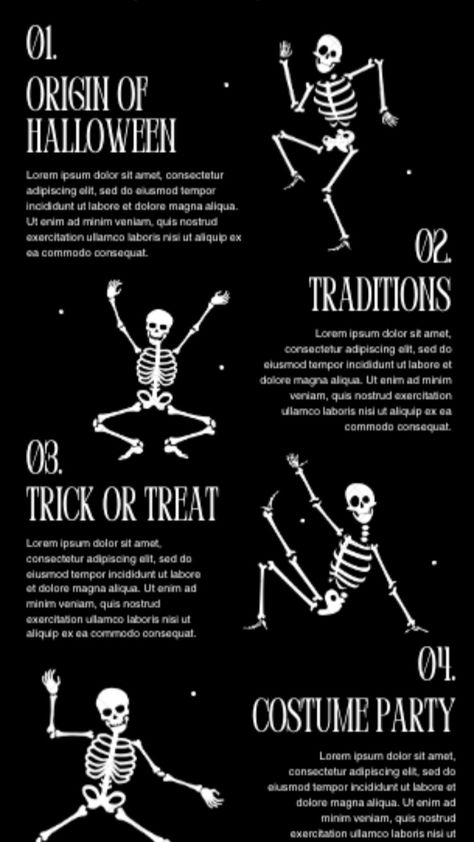 You now have this new template for a Halloween infographic available in Canva, edit it easily and simply, more templates in my profile
.
.
#canva #canvacreators #template #halloween #infographic #skeleton #modern #graphicdesign #halloweenparty #halloweendecoration Halloween Timeline, Halloween Infographic, Illustrated Infographic, Samhain Festival, Origin Of Halloween, Halloween History, Black And White Halloween, Canva Edit, New Template