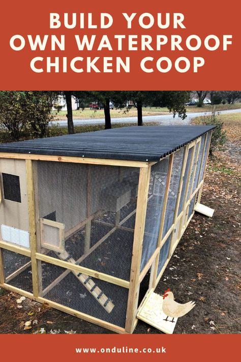 Build your own waterproof chicken coop and hen house with corrugated sheet roofing from ONDULINE. Easy to install, lightweight and weatherproof #chickencoop #henhouse Chicken Coop Roofing Ideas, Chicken Coop Cover, Chicken Coop Roof, Hen Houses, Pet Enclosures, Corrugated Roof, Cheap Chicken Coops, Chicken Pen, Diy Chicken Coop Plans