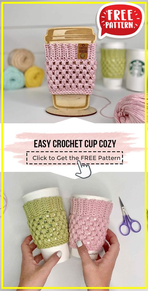 Cup Cozy Pattern Crochet, Pint Cozy Crochet Pattern, Crochet Glass Cozy Free Pattern, Crochet Starbucks Cup Cozy Free Pattern, Crochet Mug Warmer Free Pattern, Crochet Travel Mug Cozy, Crochet Cup Cosy Free Pattern, Crochet Fall Cup Cozy, Crochet Mug Cozy Free Pattern Christmas