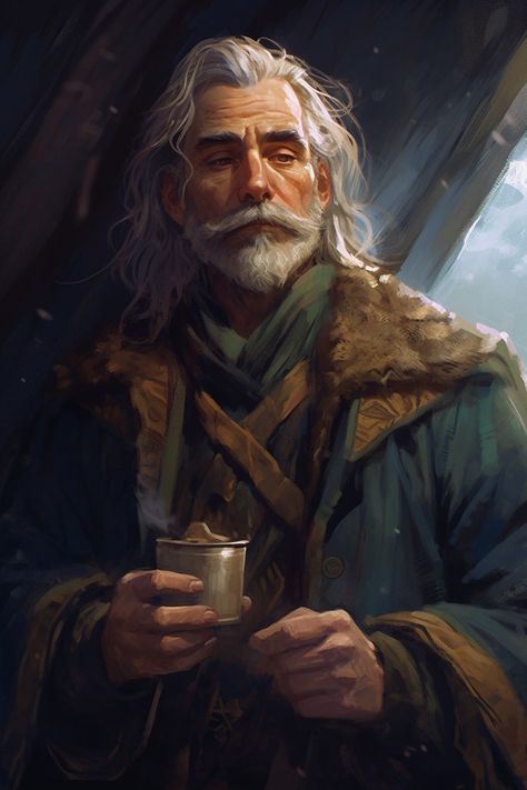 Old Man Dnd Art, Old Soldier Fantasy Art, Old Half Elf, Cleric Character Design Male, Dnd Old Man, Middle Aged Man Character Design, Medieval Character Art, Older Man Art, Dnd Character Art Male