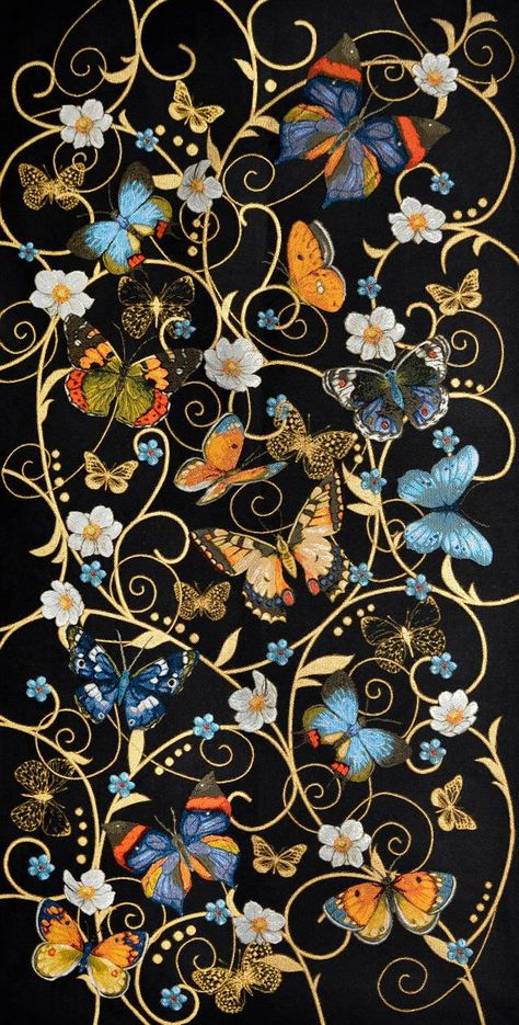 Dancing Butterflies Floral Composition in Black Large Tapestry Wallhanging 48 X 28 - Etsy Botanical Tapestry, Black Dancing, Woven Tapestry Wall Hangings, Large Tapestry, Floral Composition, Medieval Tapestry, Large Tapestries, Textile Wall Art, Create Picture