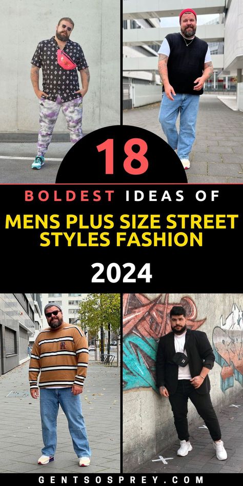 Elevate your street style game with our exclusive mens plus-size fashion street styles for 2024. Embrace bold trends and comfortable fits that complement your unique personality and fashion sense. Whether you prefer classic black ensembles or vibrant urban looks, our collection has something for every style preference. From casual outings to formal events, our curated selection ensures you always look your best. Men’s Date Night Outfit Plus Size, Big Tall Men Fashion Style, Mens Clothing Styles Body Types, Chubby Men Outfits, Plus Size Men Outfits, Night Outfits Plus Size, Men Street Styles, Men's Street Fashion, Mens Plus Size Fashion