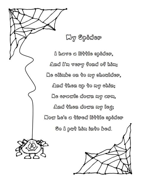 Preschool Spiders, Spider Poem, Preschool Rhymes, Spider Song, Spider Printable, Spider Unit, Preschool Poems, The Very Busy Spider, October Lessons