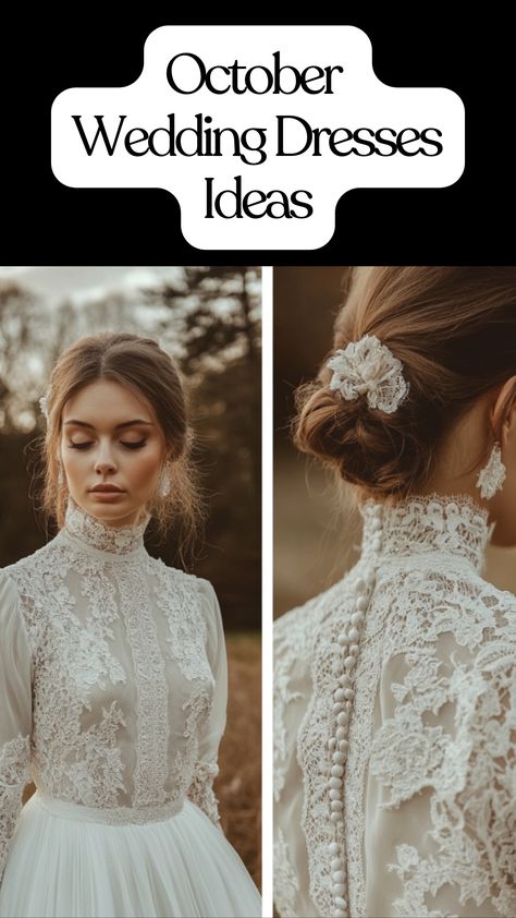 Medieval retro wedding dress with high neck, long sleeves, and custom lace detailing for a vintage-inspired bridal look. Long Sleeve Low Cut Wedding Dress, Corset Top Wedding Dress With Sleeves, Long Sleeve Lace Wedding Dress Vintage, Portrait Neckline Wedding Dress, Dresses With High Neck, Medieval Wedding Dresses, Dresses For The Fall, Low Cut Wedding Dress, Corset Top Wedding Dress