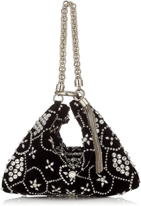 Jimmy Choo Callie Bag, 1920s Bag, Runway Bags, Black Clutch Bag, Fancy Purses, Jimmy Choo Bags, Edgy Glam, Star Crystal, Crystal Embroidery