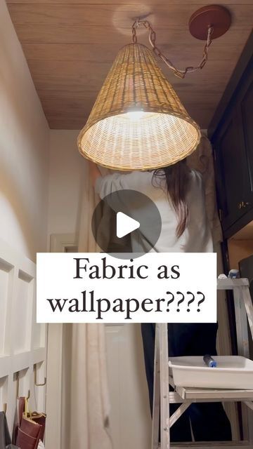 Abby Kulp  DIY | DESIGN on Instagram: "I tried hanging fabric for wallpaper and I LOVE it!!!! First I tried using fabric starch as glue but honestly I couldn’t get the fabric to stay.  I grabbed strippable wallpaper glue instead (great if you’re renting) and it has held the fabric perfectly!! 

Comment LINK for the curtains and glue I used! 🫶

#wallart #wallpaper #homesweethome #walldecor #apartmenttherapy #sodomino" Fabric As Wallpaper Diy, Fabric On Walls Diy, Fabric As Wallpaper, Fabric On Walls, Starched Fabric Wall, Fabric Starch, Wallpaper Glue, Pool Bath, Woodland Nursery Theme