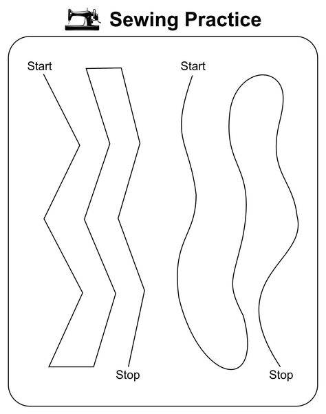 Printable Sewing Practice Sheets Stitching Practice Sheet, Sewing Lines Practice, Practice Sewing Sheets Free Printable, Sewing Machine Practice Sheets, Sewing Practice Sheets Free Printable, Free Patterns Sewing Printable, Sewing Exercises, Sewing Worksheets, Sewing Practice Sheets