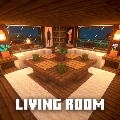 ExecutiveTree-MinecraftBuilds on Instagram: “Minecraft: Living Room Design . A small living room design, with smooth quartz couches and a spruce table. Comment what you think👇 . Thank…” Minecraft Couch, Mc Interior, Living Room Minecraft, Minecraft Rooms, Minecraft Aesthetics, Minecraft Living Room, Minecraft House Interior, Minecraft Hacks, Rumah Minecraft Sederhana