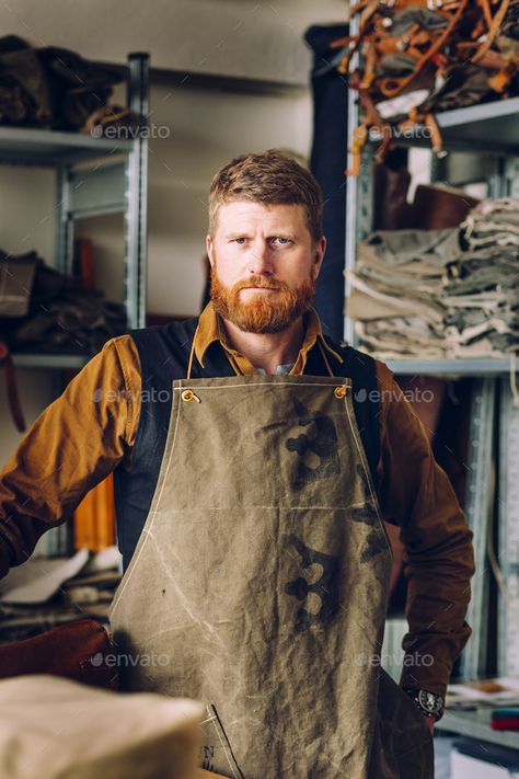 Factory Worker, Canvas Apron, Bearded Man, Stock Photography, Apron, Confidence, Illustrations, Photography, How To Wear