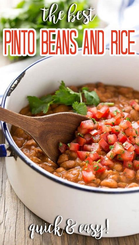 Healthy Pinto Bean Recipes, Pinto Beans And Rice Recipes, Beans And Rice Crockpot, Refried Beans And Rice, Mexican Rice And Beans, Mexican Beans And Rice, Bean Side Dish, Pinto Beans And Rice, Mexican Pinto Beans