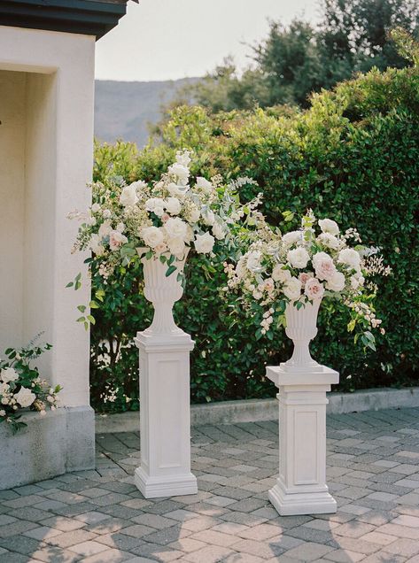 AKP_Ashley&Tom_Wedding-269 Folktale Winery, Whimsical Backdrop, Wedding Pillars, Urn Arrangements, Fairytale Romance, Church Wedding Flowers, Flower Urn, Wedding Alters, Altar Arrangement