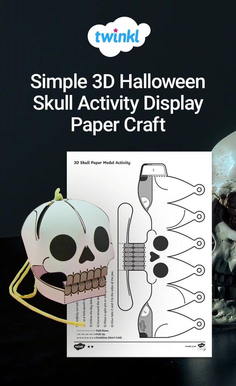 Den Mrtvých, Skull Crafts, Halloween Paper Crafts, Halloween Templates, Paper Craft Ideas, 3d Skull, Papercraft Templates, Paper Craft Diy Projects, Halloween Displays