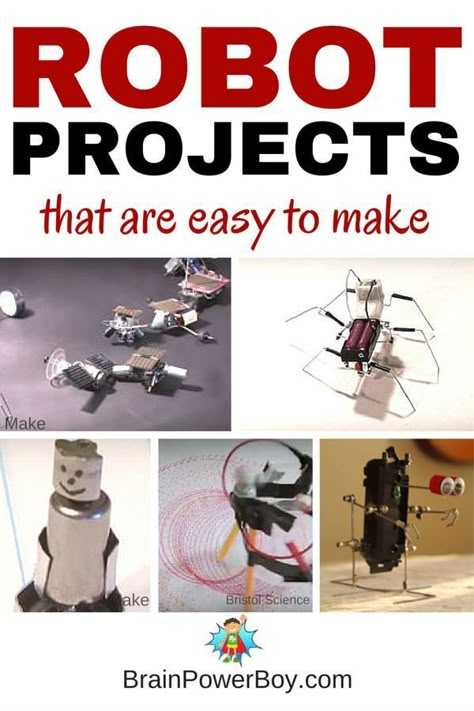 Make Your Own Robot! 9 awesome, easy to make robots that are so much fun to construct and play with. Videos included. Click picture to see robots and instructions. Robot Project Ideas, Make Your Own Robot, Robotics For Kids, Robotics Club, Robotics Projects, Fun Educational Activities, Stem Ideas, Maker Space, Steam Activities