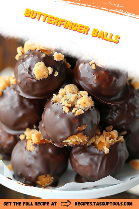 Indulge your sweet tooth with these irresistible Butterfinger Balls, a perfect combination of crunchy and creamy textures. This easy-to-follow recipe requires minimal ingredients yet delivers maximum flavor. Ideal for a quick dessert, party treat, or holiday snack, these bite-sized delights bring the nostalgic taste of classic Butterfinger candy to your homemade treats. Impress family and friends with a simple yet delectable confection that's bound to become a favorite in your recipe collection. Pin this to your dessert board for easy access and inspire everyone to Butterfinger Balls Recipe, Butterfinger Bites, Butterfinger Balls, Homemade Butterfingers, Sweet Snacks Easy, Easy Christmas Candy Recipes, Butterfinger Candy, Holiday Snack, Dessert Board