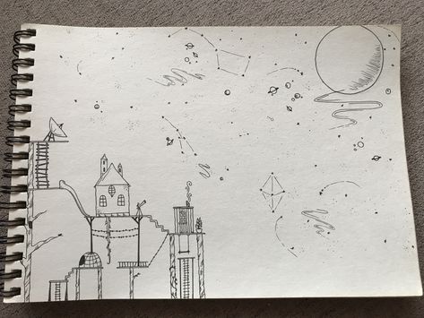 Night Sky Sketch Drawings, Night Sky Sketch, Sky Sketch, Night Sketch, Sketches Tutorial, Sketchbook Art, Star Sky, Sketchbook Art Inspiration, Pencil Sketch