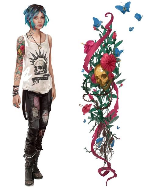 Chloe Price Art - Life Is Strange Art Gallery Chloe Price Clothes Aesthetic, Chloe Tattoo Life Is Strange, Life Is Strange Chloe Tattoo, Chloe And Max Fan Art, Chloe Price Outfit, Life Is Strange 2 Tattoo, Chloe Price Tattoo, Tattoo Concept Art, Chloe Tattoo