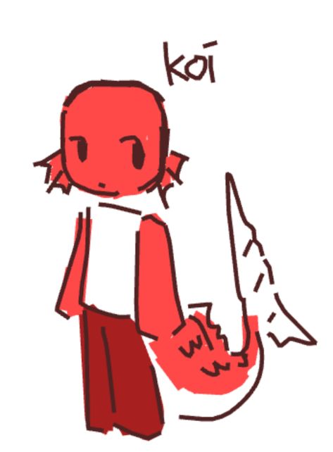 koi the red fish oc ig Koi Fish Character Design, Silly Fish Drawings, Koi Fish Character, Koi Fish Pfp, Fish Oc Art, Koi Fish Oc, Ocean Terror, Fish Pfp, Fish Doodles