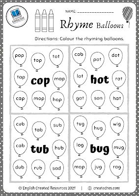 English Created Resources, Rhyming Words Activities, Cvc Reading, Kids Phonics, Rhyming Words Worksheets, Fun Riddles, Letter Recognition Worksheets, Rhyming Pictures, Cvc Worksheets