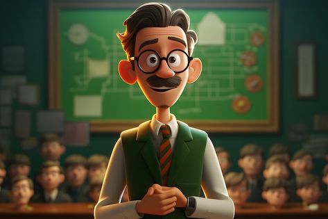 Male Teacher Character Design, Teacher Character Design, Teacher Cartoon Character, Teacher Character, International Teachers Day, Birthday Background Design, Teacher Cartoon, Teacher Day, Male Teacher