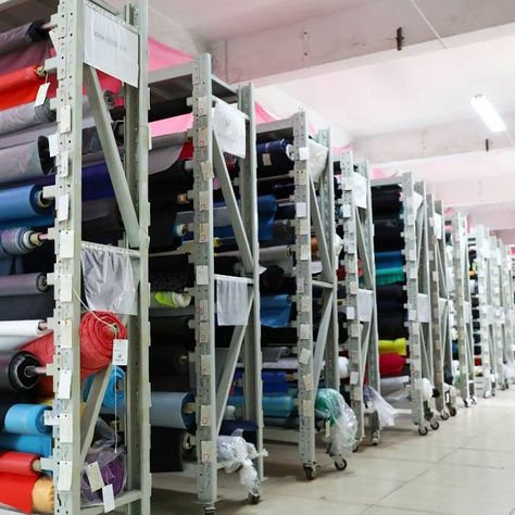 Clothes Warehouse Storage, Clothing Factory Interior, Clothing Manufacturer Factory, Clothes Manufacture, Garment Factory Design, Warehouse Design Exterior, Warehouse Office Design, Fabric Warehouse, Factory Layout