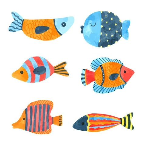 Fish Cartoon, 귀여운 음식 그림, Fish Clipart, Fish Vector, Cartoon Fish, Watercolor Fish, Fish Illustration, Cute Fish, Fish Drawings