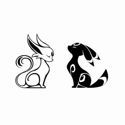 Tattoo Design Drawings Matching, Umbreon And Espeon Tattoo Ideas, Espeon Tattoo Ideas, Umbreon And Espeon Matching Tattoos, Pokemon Espeon And Umbreon, Pokemon Tattoo Espeon, Pokemon Tattoo Umbreon, Pokemon Umbreon Tattoo, Umbreon Tattoo Design