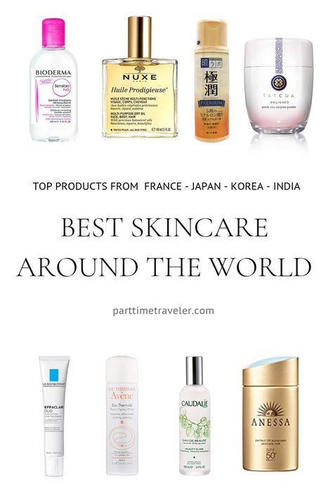 Around the World: Best Skin Care Products Pharmacy Skin Care Products India, Best Natural Skin Care Products, French Skincare Routine Steps, K Beauty Skin Care Products, Indian Pharmacy Skincare, French Skincare Products, European Skincare, Japanese Skincare Products, Pharmacy Skincare