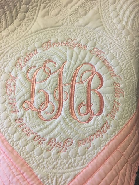 Burp Cloths From Diapers, Baby Blanket Embroidery, Blanket Embroidery, Heirloom Baby Gifts, Monogrammed Baby Quilt, Trendy Baby Girl Clothes, Monogram Quilt, Monogram Baby Blanket