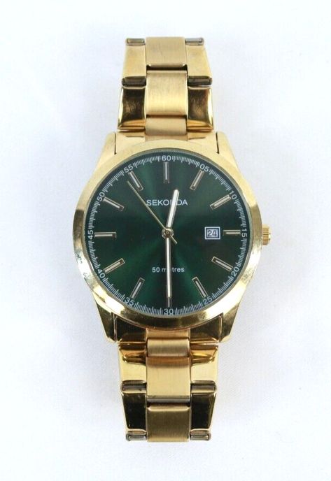 SEKONDA Taylor Gold Plated Strap Green Face No scratches on Glass Working Good pre-loved condition Cleaned & new battery in situ Some wear to the strap British design Japanese movement ALL BREAKABLES ARE DOUBLE BOXED AND CAREFULLY PACKED Thanks for looking and feel free to ask any questions.  If you are not completely satisfied with the item(s) please contact us.  We are always keen to resolve any issues, as your satisfaction is of paramount importance to us I will combine postage costs for more than one item and local collection, please wait to be invoiced before payment Items outside of Mainland UK will only be accepted through eBay's Global Shipping Programme Please be aware this will incur additional fees and possible extended delivery times We are unable to combine shipping for intern British Design, Please Wait, Gold Plate, The Outsiders, Plating, Feel Free, Glass, Green, Gold