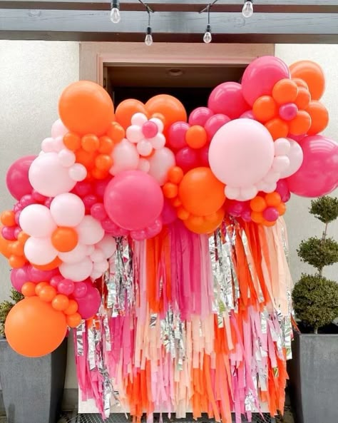 70s Groovy Birthday Party, 70s Party Balloon Arch, Groovy Sweet 16 Party Ideas, Bright Birthday Decorations, Dazed And Engaged Balloon Arch, Neon Door Decorations Classroom, Groovy Backdrop Ideas, Summer 30th Birthday Party Ideas, 6 Year Birthday Party Themes