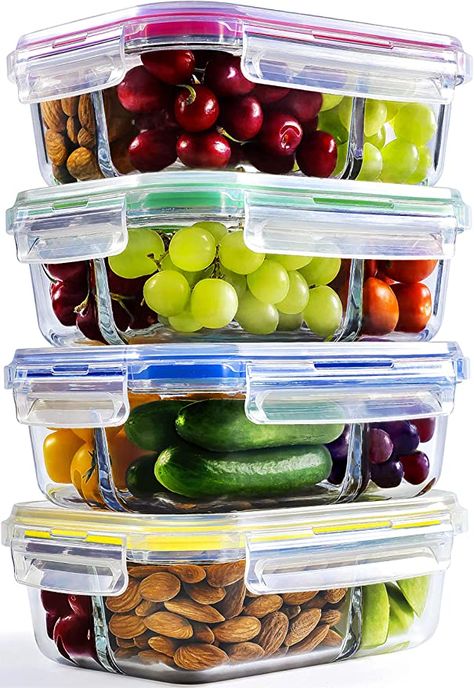 Glass Lunch Containers, Organised Kitchen, Glass Meal Prep Containers, Glass Meal Prep, Food Storage Organization, Freezer Meal Prep, Dry Food Storage, Box Lunch, Minimalist Baby