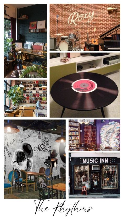 #musicalcafe #cafes #interior #interiordesigns #designs #designers #interiordesigners #music #songs #hardrockcafe #pop Cafe Mood Board, Music Interior Design, Music Cafe, Cafe Music, Roxy Music, Follow My Page, Interior Design Portfolio, Rock Cafe, Classic Interior