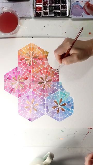 Josie Lewis on Instagram: "Take this 45 seconds to breathe. You’re welcome. If you want to paint your own glorious patterns and mandalas, you can download 27 of them for FREE www.josielewis.com/templates or link in bio #josielewis #art #watercolor #watercolorpainting #contemporaryart" Arte Doodle, 귀여운 음식 그림, Watercolor Projects, 수채화 그림, Arte Sketchbook, Painting Art Projects, Diy Art Painting, Art Drawings Simple, Geometric Art