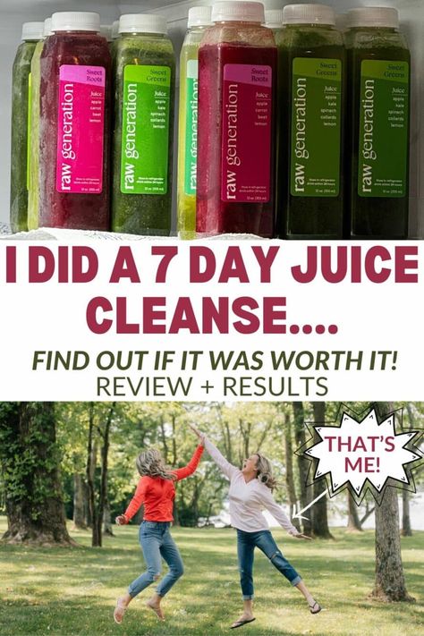 I completed a Raw Generation 7 day juice cleanse plan, and now I'm sharing the benefits, how each juice tastes, and tips to see results in a week. 7 Day Juice Cleanse Plan, Juice Clense, Juice Cleanse Results, 7 Day Juice Cleanse, Juice Cleanse Plan, Raw Juice Cleanse, 10 Day Cleanse, 3 Day Cleanse, Raw Juice