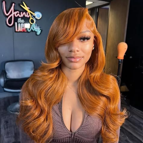 Light Ginger, Ginger Wig, Colored Human Hair Wigs, Exotic Hairstyles, Body Wave Lace Front Wigs, Dyed Curly Hair, Ginger Brown, Cute Hair Ideas, Frontal Wig Hairstyles