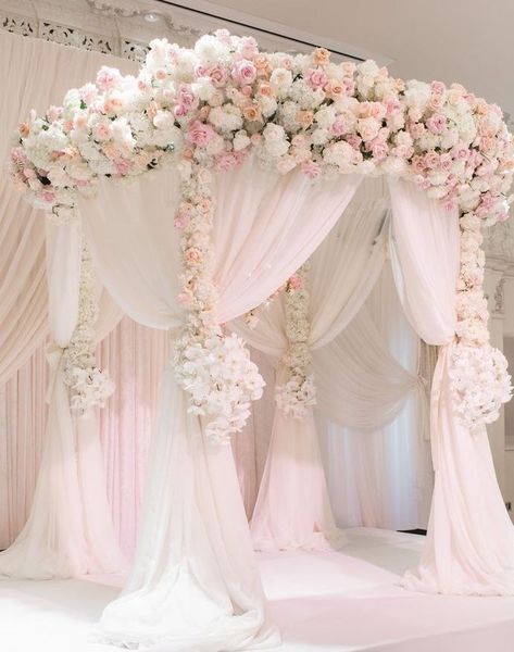 Girly Wedding Decor, Pink And Gold Wedding Decorations, Pink Wedding Ceremony, Baby Pink Wedding, Wedding Altar, Pink Wedding Decorations, Pink And White Weddings, Rosewood Hotel, Desain Buklet