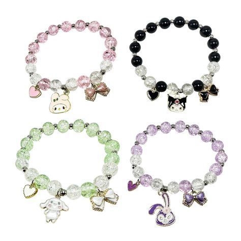 PRICES MAY VARY. 【Cute bracelet】 - Cute bracelet comes in three styles:Each style contains a crystal bracelet with rosette flower heart charms and an anime character bracelet 【Anime Braclet Size】 - The anime inspired bracelets are 2.5inch(8CM) in diameter.Elastic length.Can fit any size wrist.About 30g 【Crystal Braclet Material】 - The double layered bracelet is made of crystal stone.Nickel free.Harmless to your body. 【Bead Bracelet Set】--Cute Kuromi,My Melody,Cinnamoroll bracelets comes in style Kuromi Bracelet Beads, Beaded Bracelets Charms, Bracelet Pattern Beads, Cinnamoroll Bracelet, Bracelet Patterns Beads, Elastic Beaded Bracelets, Rosette Flower, Kawaii Bracelet, Bestie Stuff