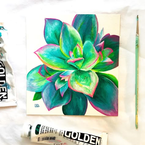 A beautiful succulent for #kellysartcontest put on by @iamkellyjohnson and today’s painting for day 91/100 in #the100dayproject Swipe to… Cactus Paintings, Succulent Painting, Succulent Planter Diy, Cactus Art, Canvas Painting Diy, Paint Night, Mini Canvas Art, Canvas Ideas, Painting Inspo