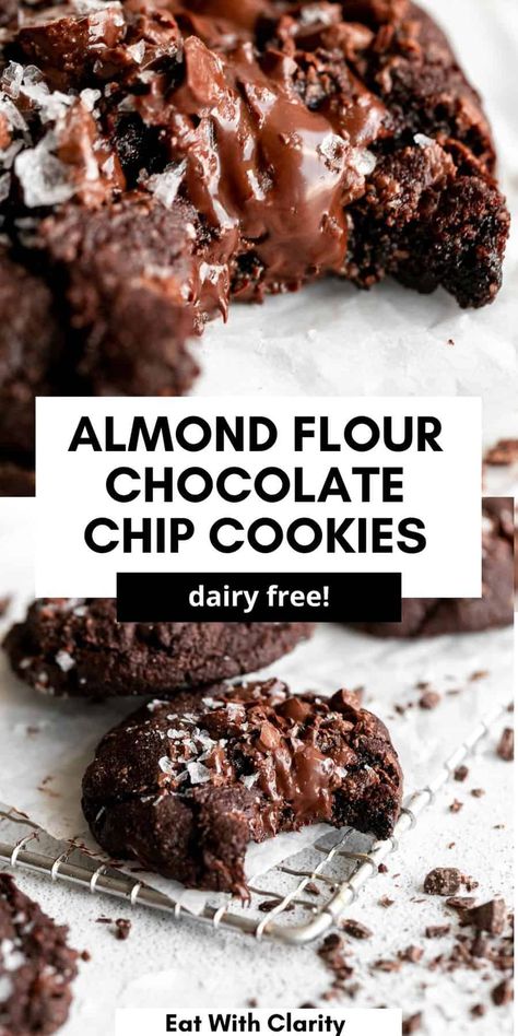 These almond flour double chocolate chip cookies are soft, chewy, thick and have crispy edges. They're paleo friendly, gluten free chocolate chip cookies that are so easy to make. These healthy cookies are a total hit! Double Chocolate Almond Flour Cookies, Dairy Free Almond Flour Cookies, Best Almond Flour Chocolate Chip Cookies, Gluten Free Double Chocolate Cookies, Almond Flour Chocolate Chip Cookies Easy, Chewy Almond Flour Cookies, Healthy Double Chocolate Cookies, Almond Flour Cookies Chocolate Chip, Healthy Almond Flour Cookies