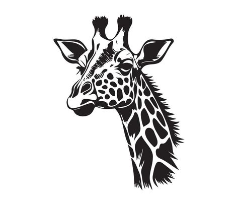 Giraffe Vector, Giraffe Face, Face Black And White, White Giraffe, Animal Inspiration, The Giraffe, Cricut Files, Wood Burning, Vector Art